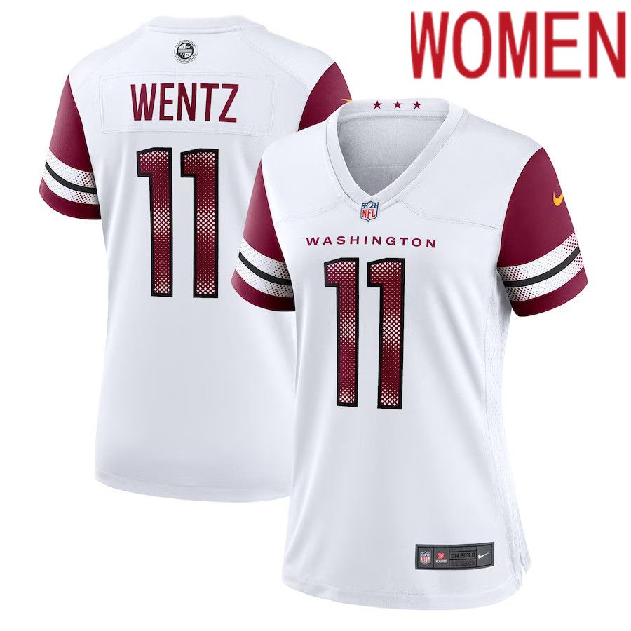 Women Washington Commanders #11 Carson Wentz Nike White Game NFL Jersey->women nfl jersey->Women Jersey